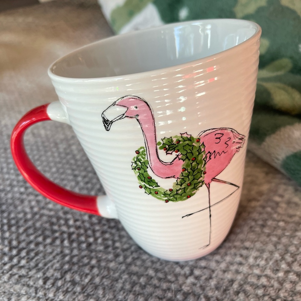 Pink Christmas Flamingo Ceramic Coffee Mug NWT Prima Design